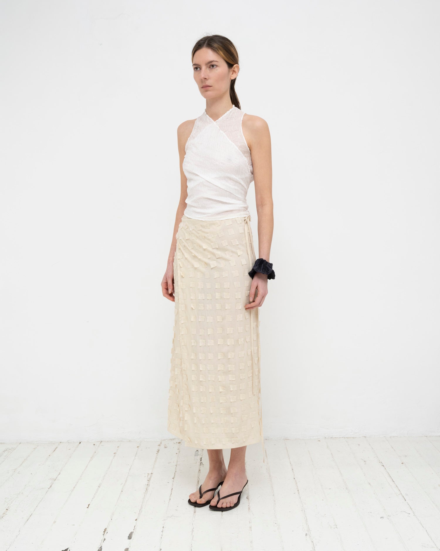 Muga Silk Offcuts Wrap Long Skirt