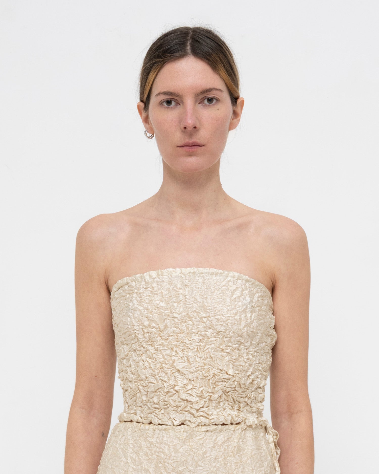 Crumpled Satin Silk Bustier