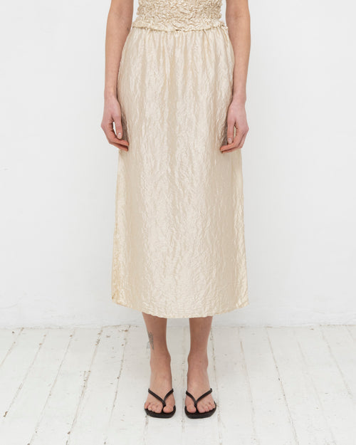 Crumpled Satin Silk Long Skirt
