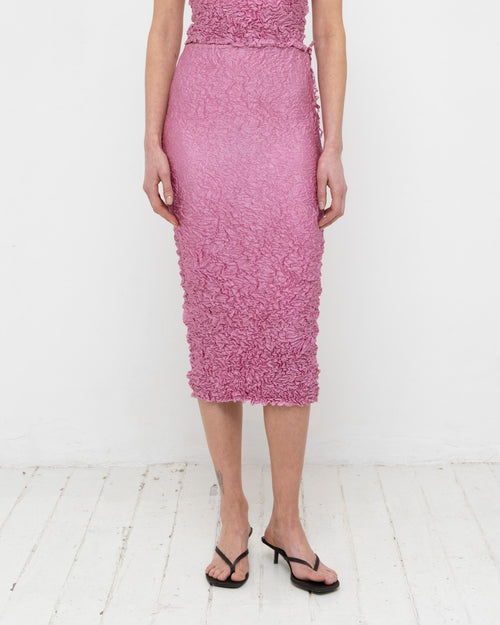 Crumpled Satin Silk Pencil Skirt
