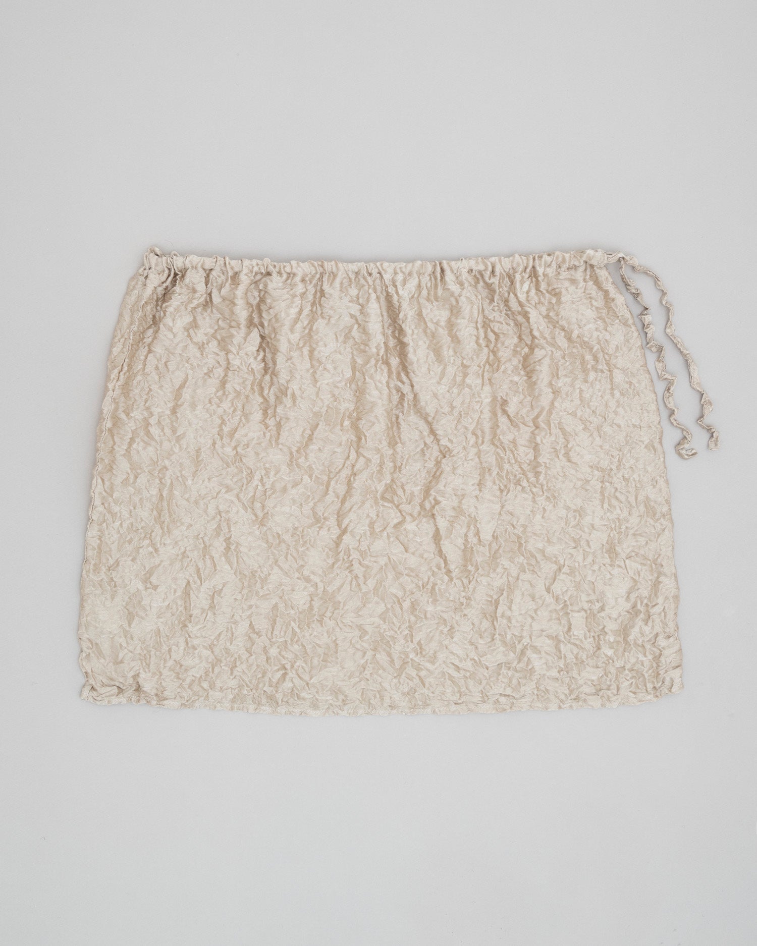 Crumpled Satin Silk One-shoulder Top and Short Skirt