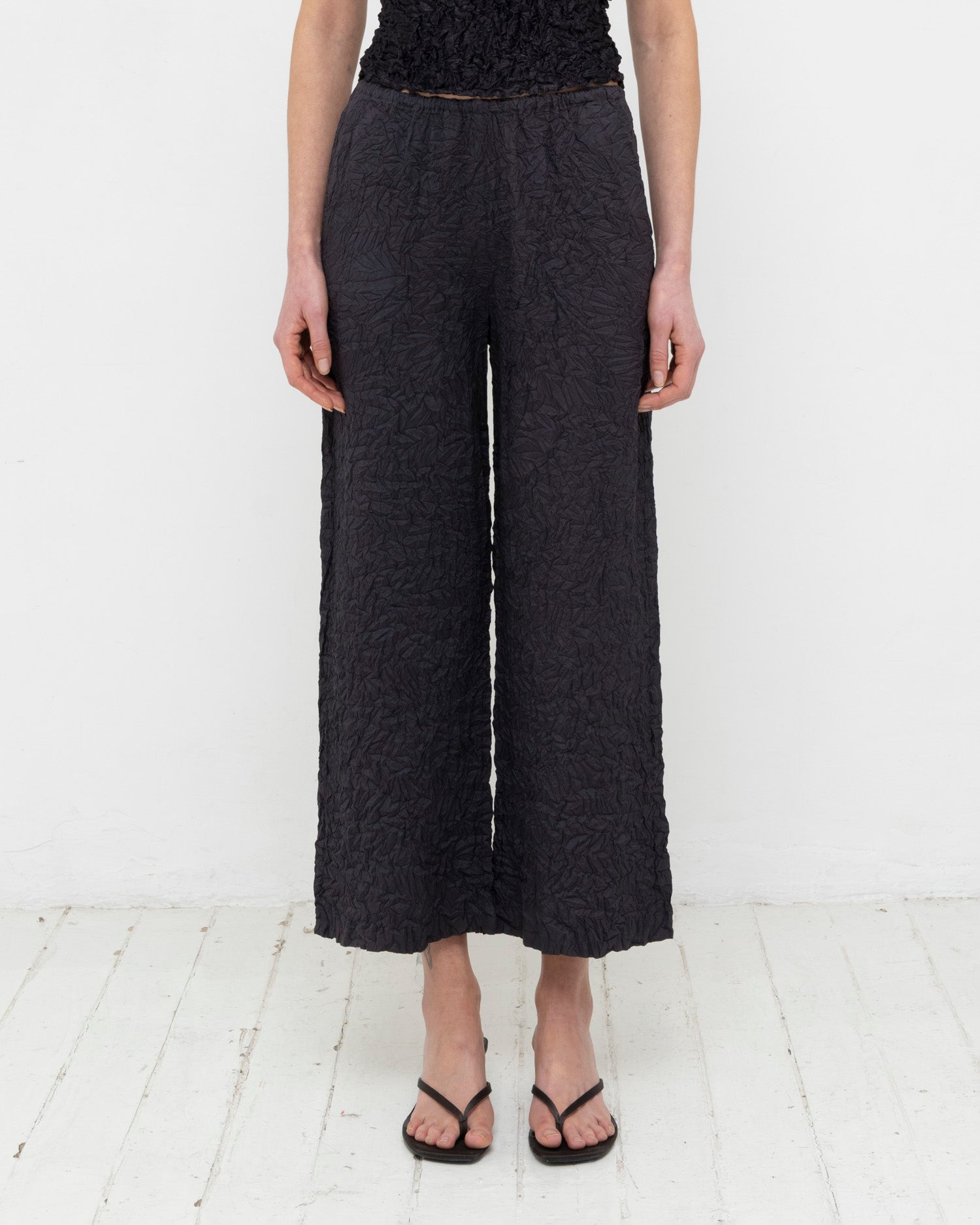 Crumpled Taffeta Silk Pants
