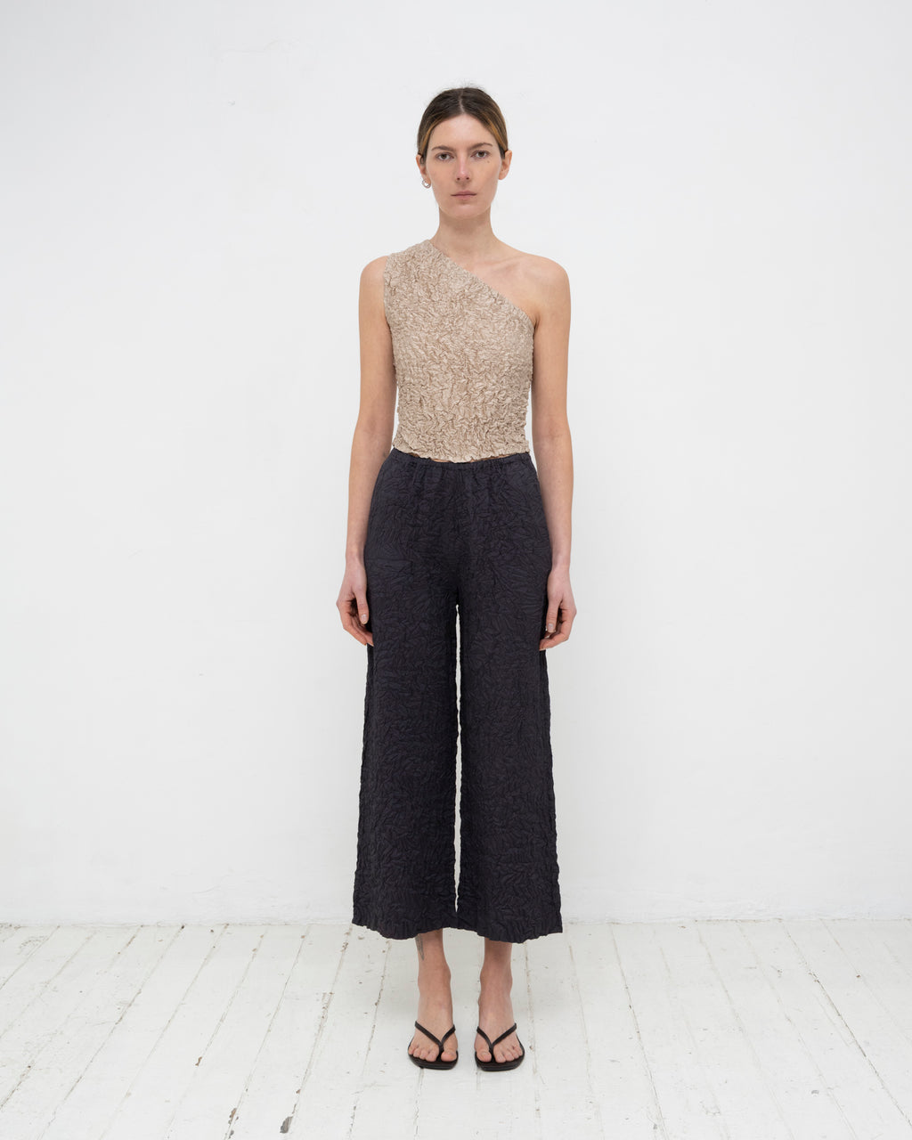 Crumpled Taffeta Silk Pants