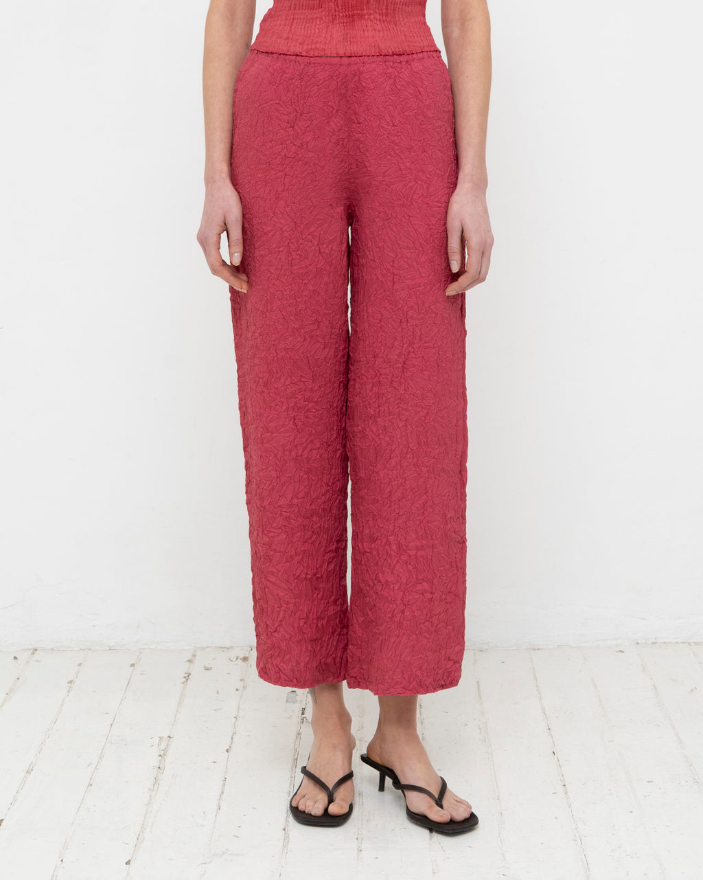 Crumpled Taffeta Silk Pants