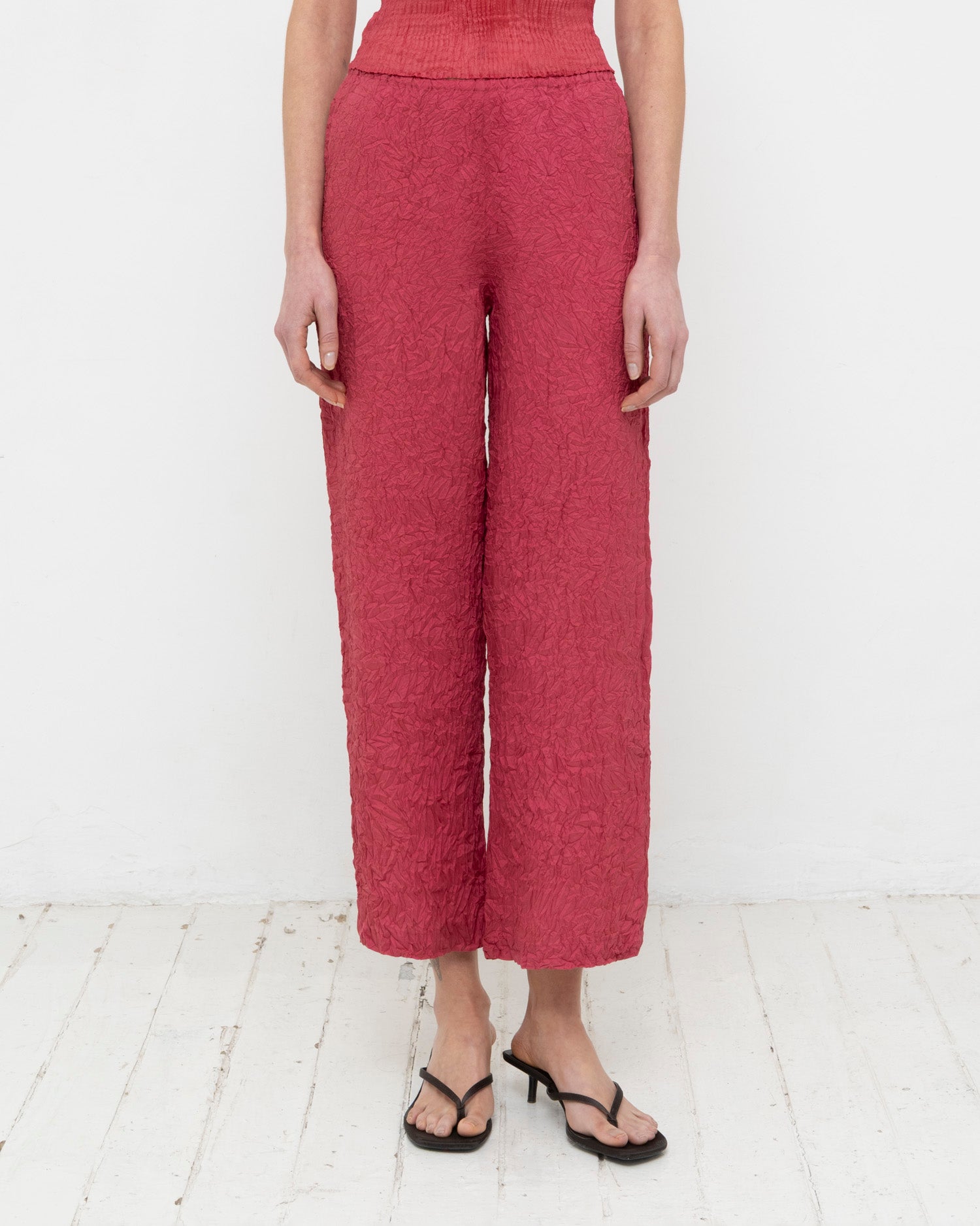 Crumpled Taffeta Silk Pants