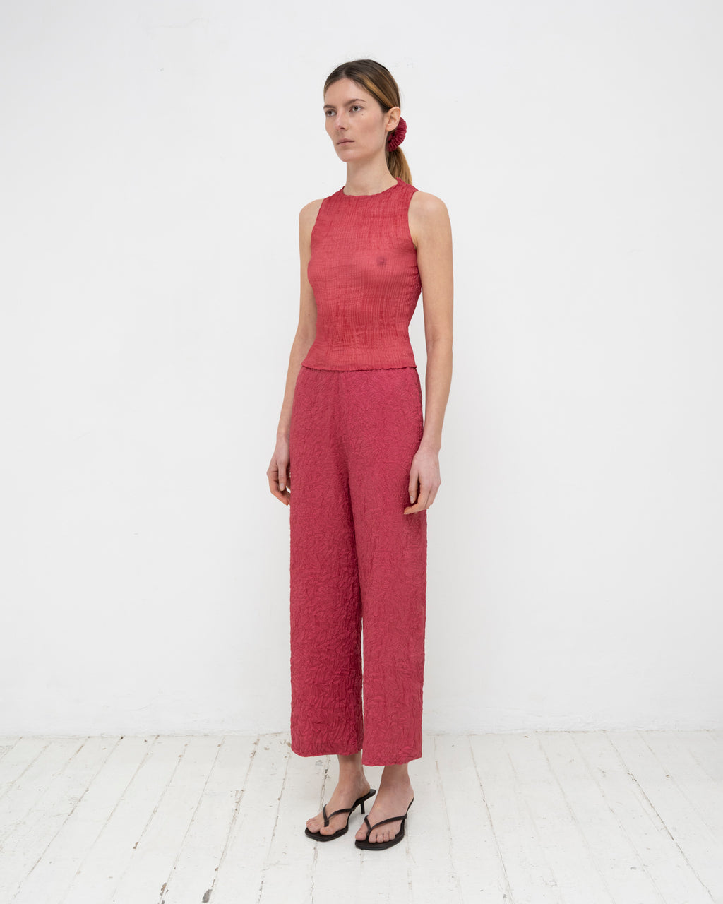 Crumpled Taffeta Silk Pants