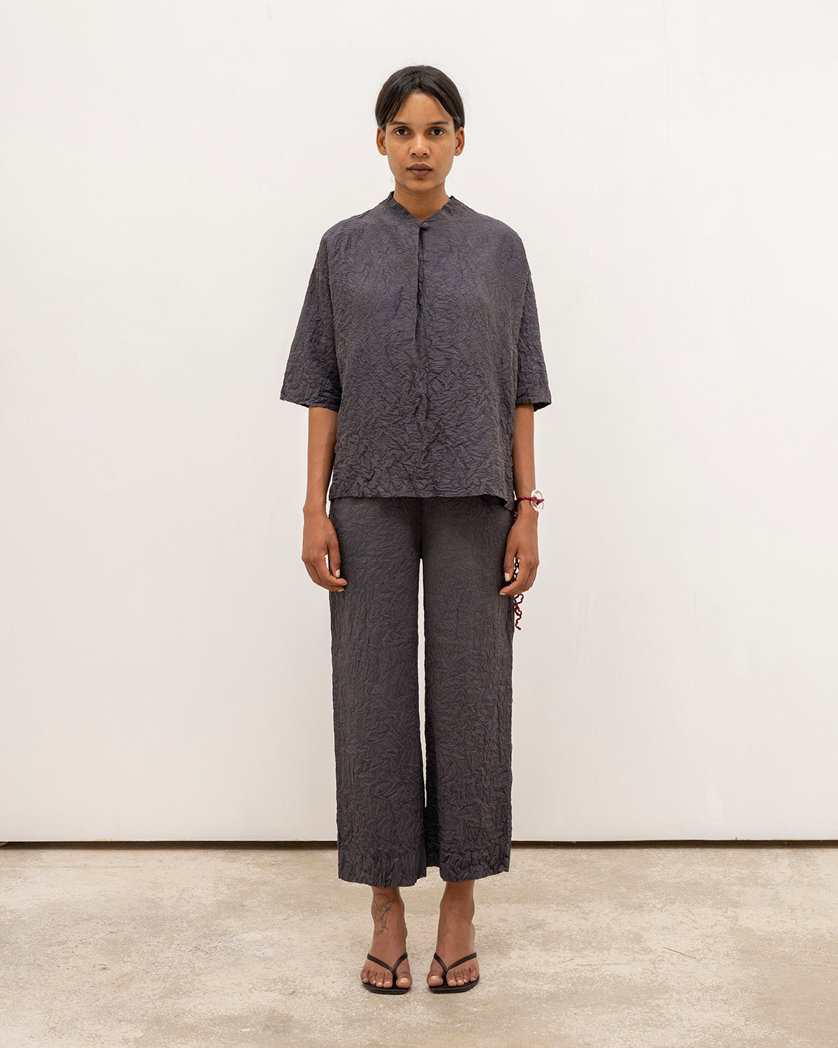 Crumpled Taffeta Silk Shirt