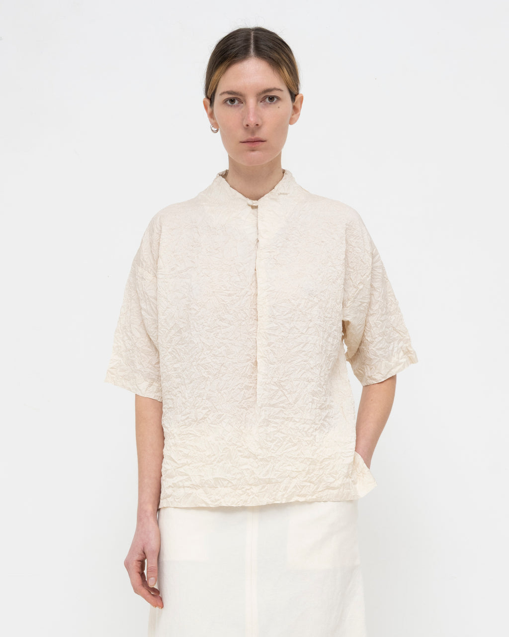 Crumpled Taffeta Silk Shirt