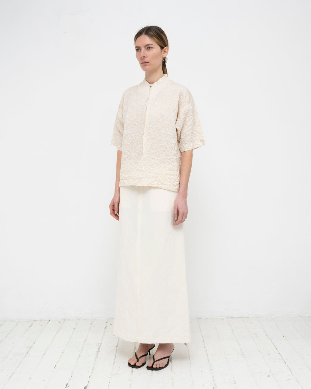 Crumpled Taffeta Silk Shirt