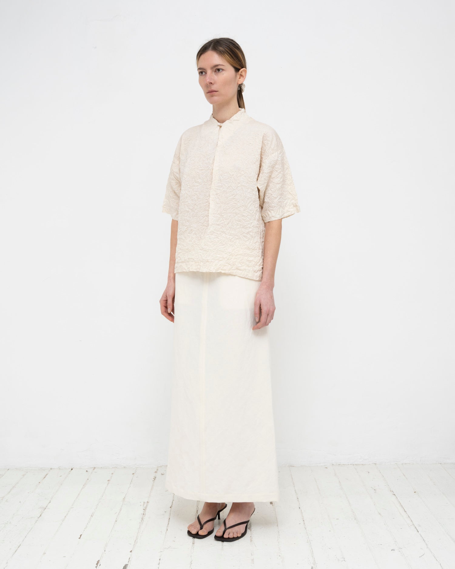 Crumpled Taffeta Silk Shirt