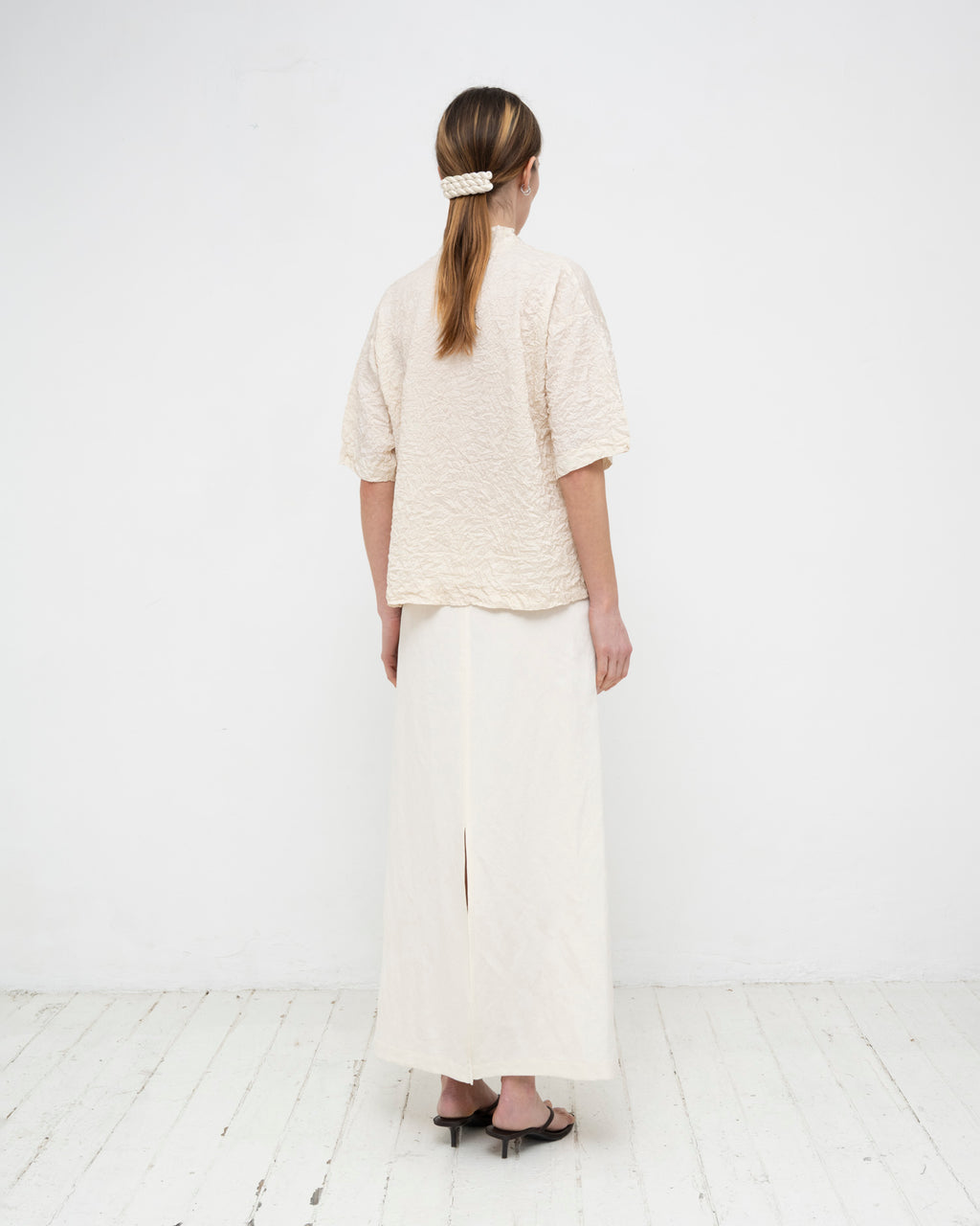 Crumpled Taffeta Silk Shirt
