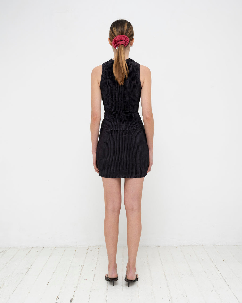 Plissé Satin Silk Buttoned Top