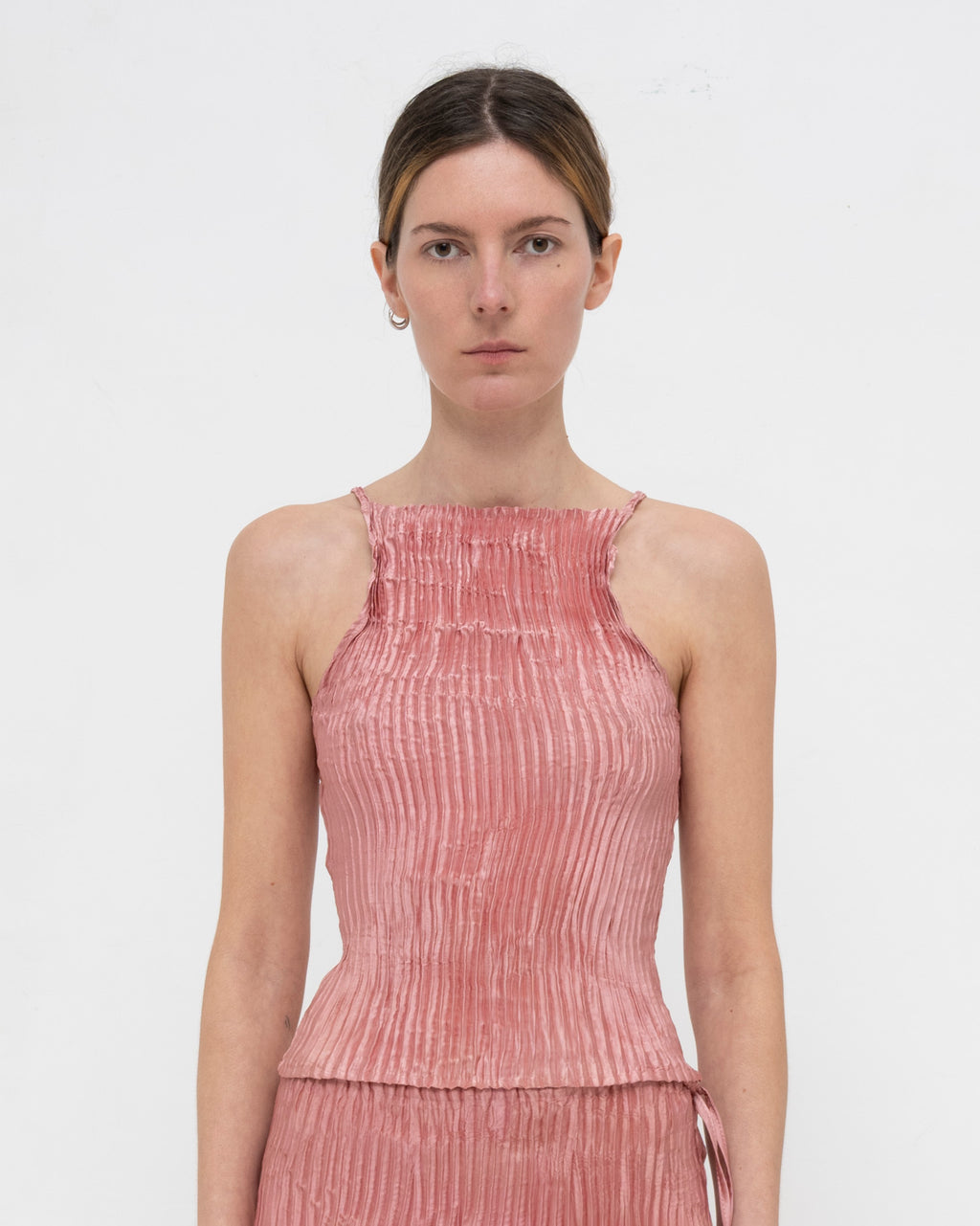 Plissé Satin Silk Cami Top