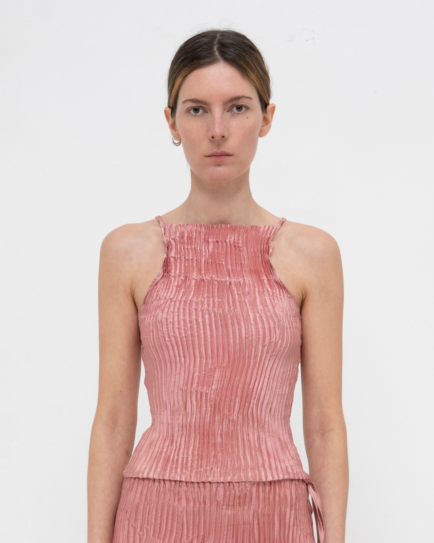 Plissé Satin Silk Cami Top