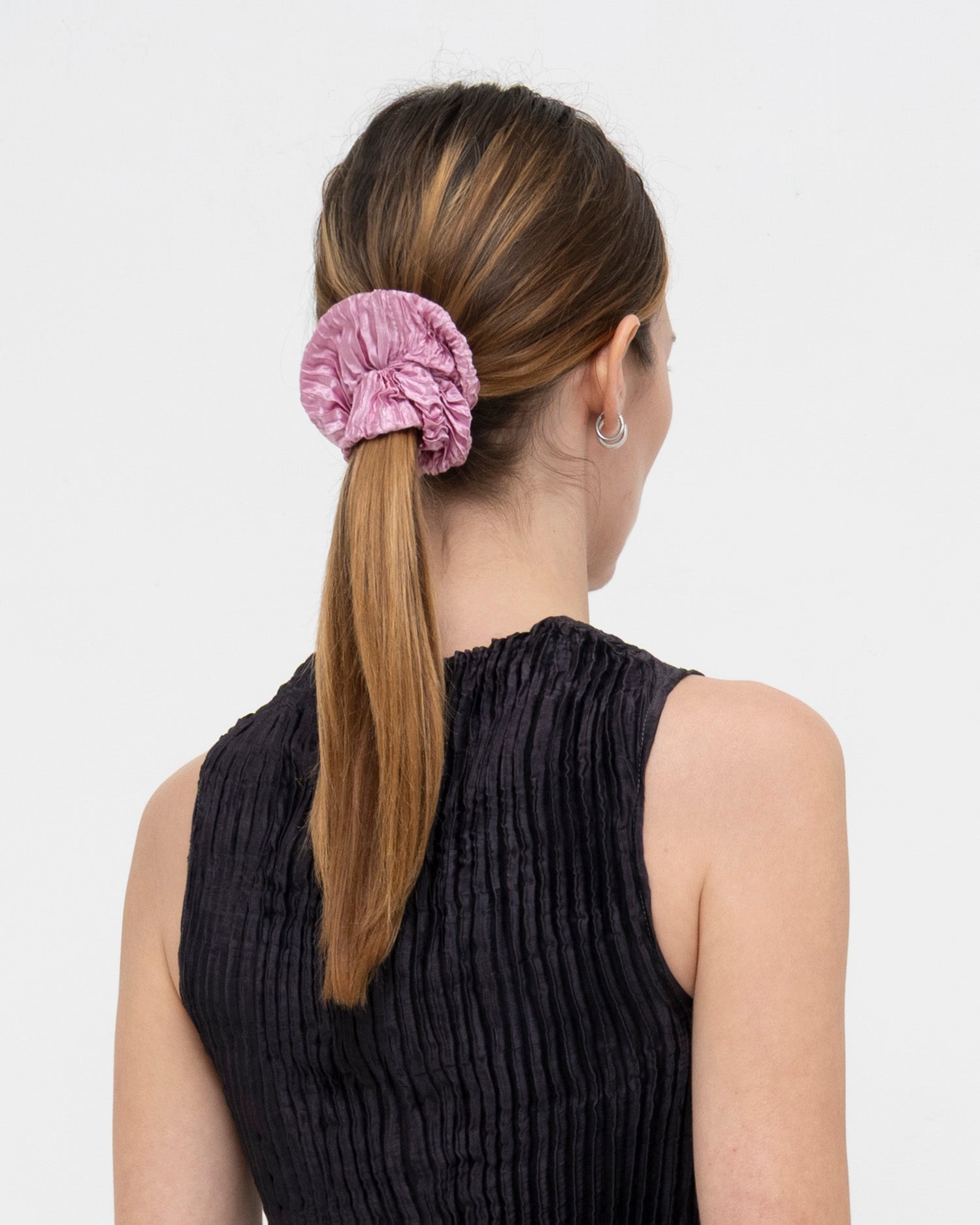 Plissé Satin Silk Scrunchie