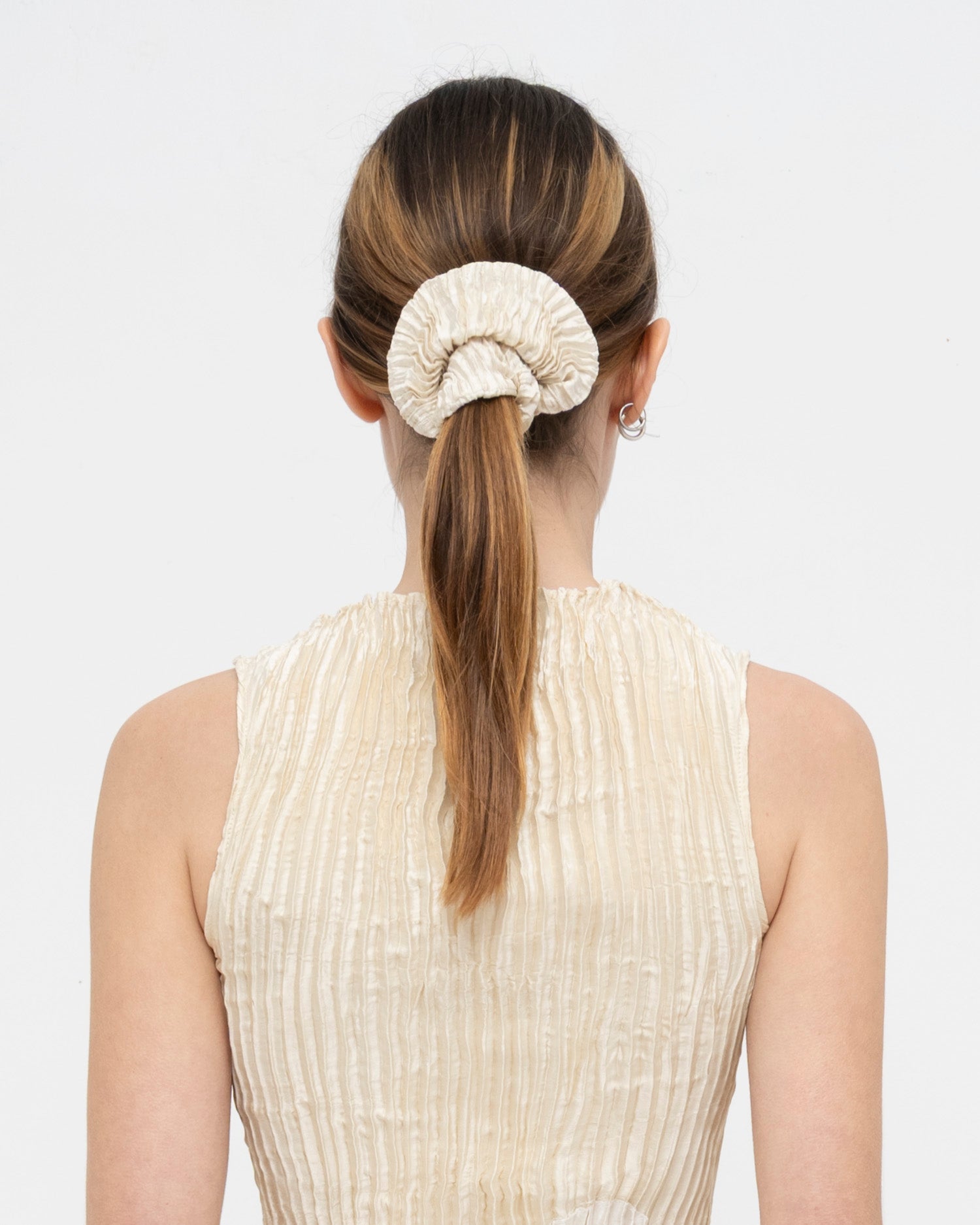 Plissé Satin Silk Scrunchie