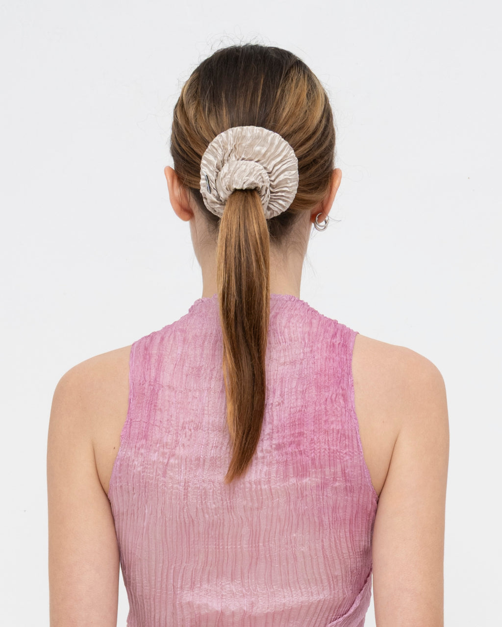 Plissé Satin Silk Scrunchie