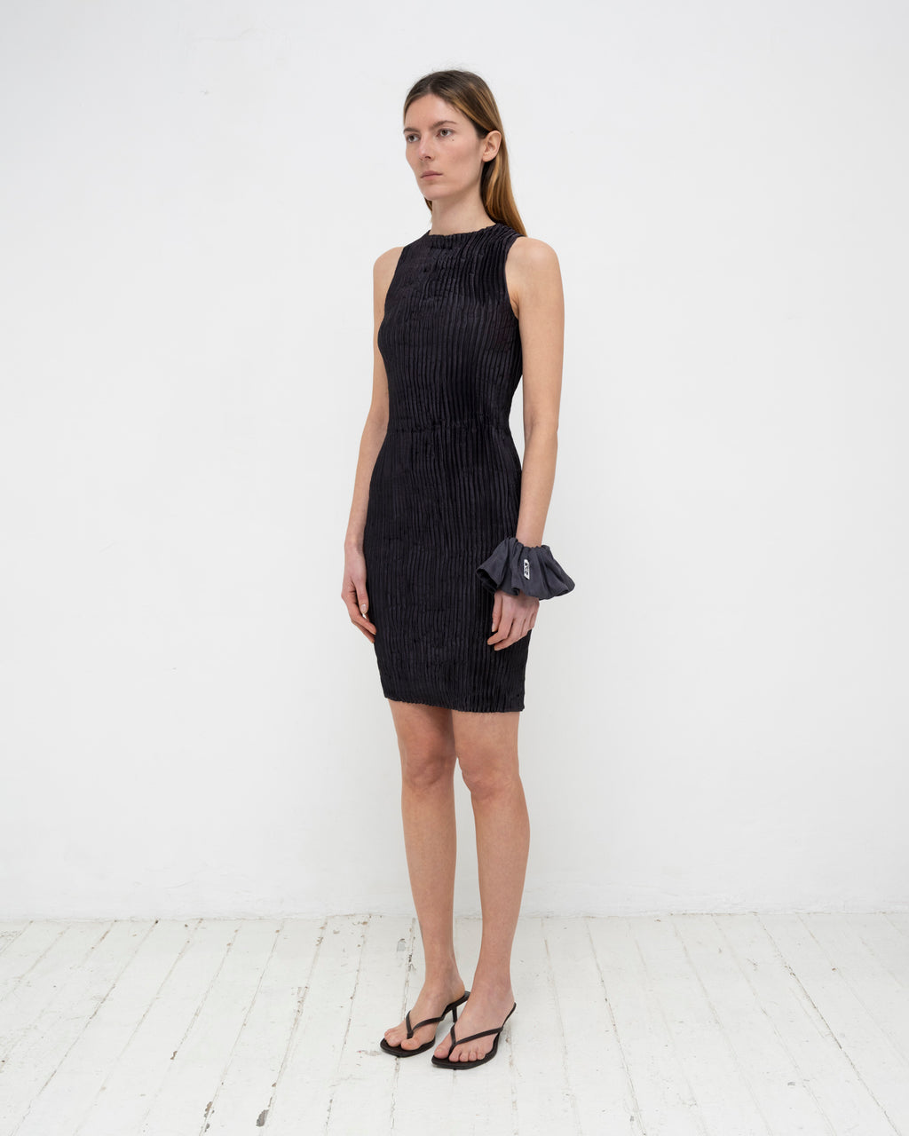 Plissé Satin Silk Tank Short Dress