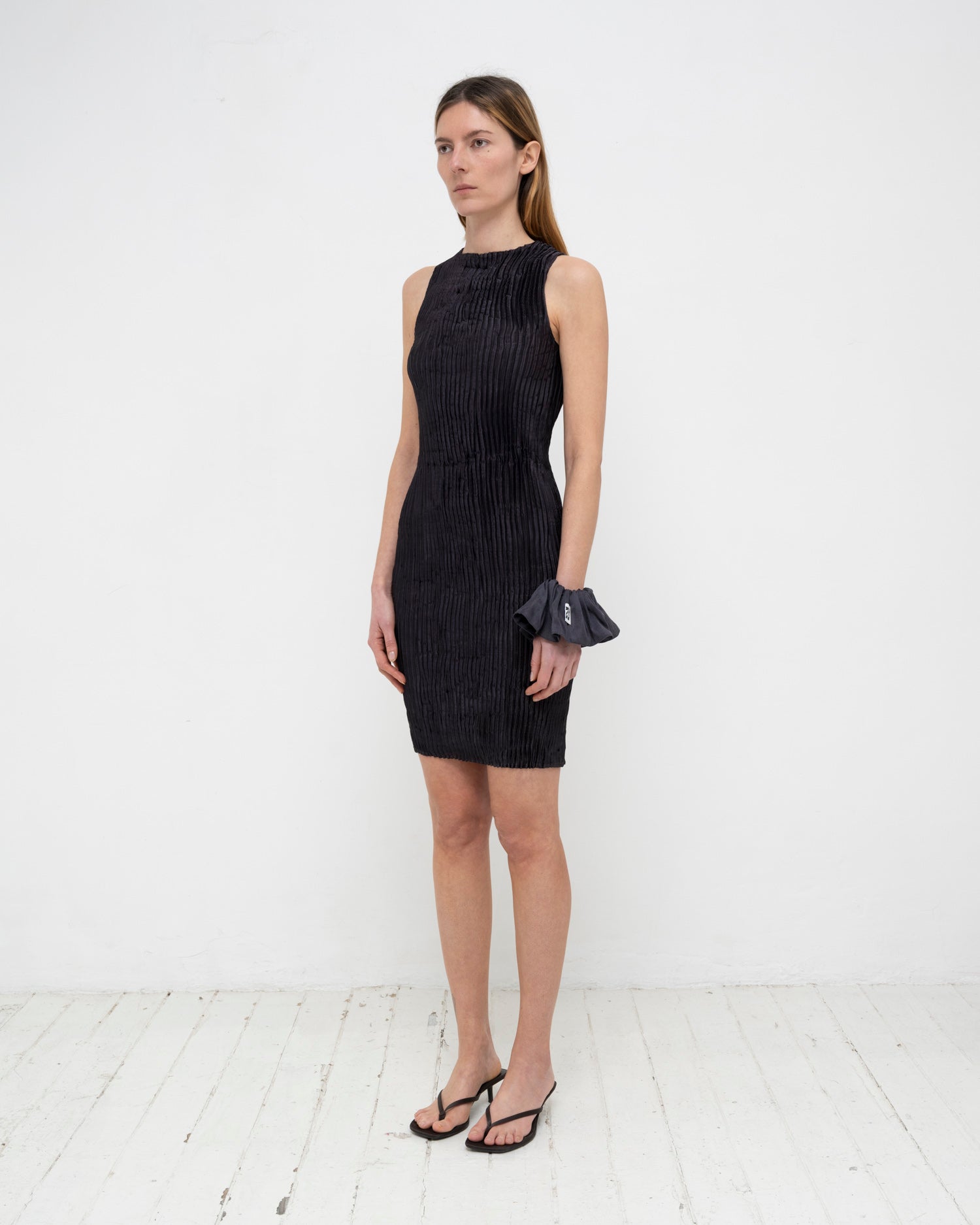 Plissé Satin Silk Tank Short Dress