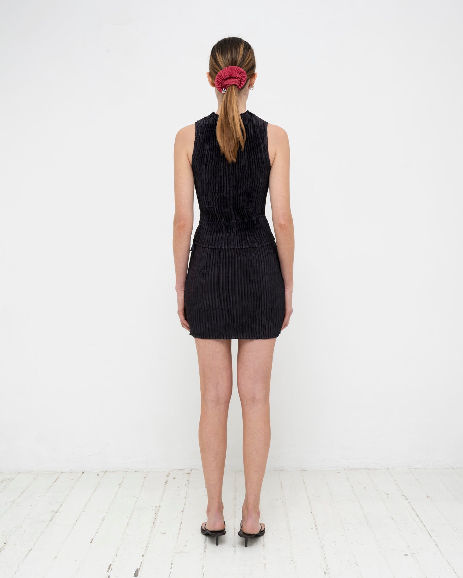 Plissé Satin Silk Short Skirt