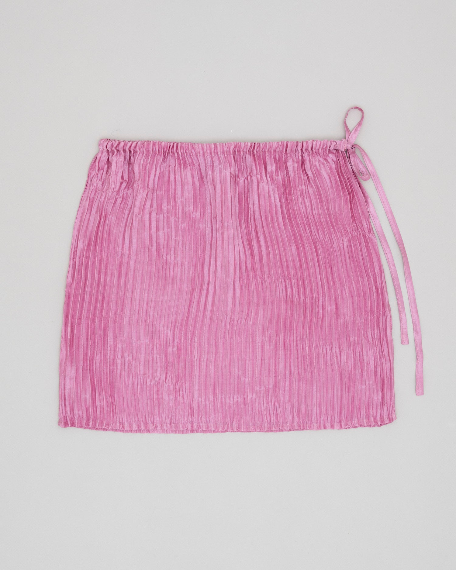 Plissé Satin Silk Tank Top and Short Skirt