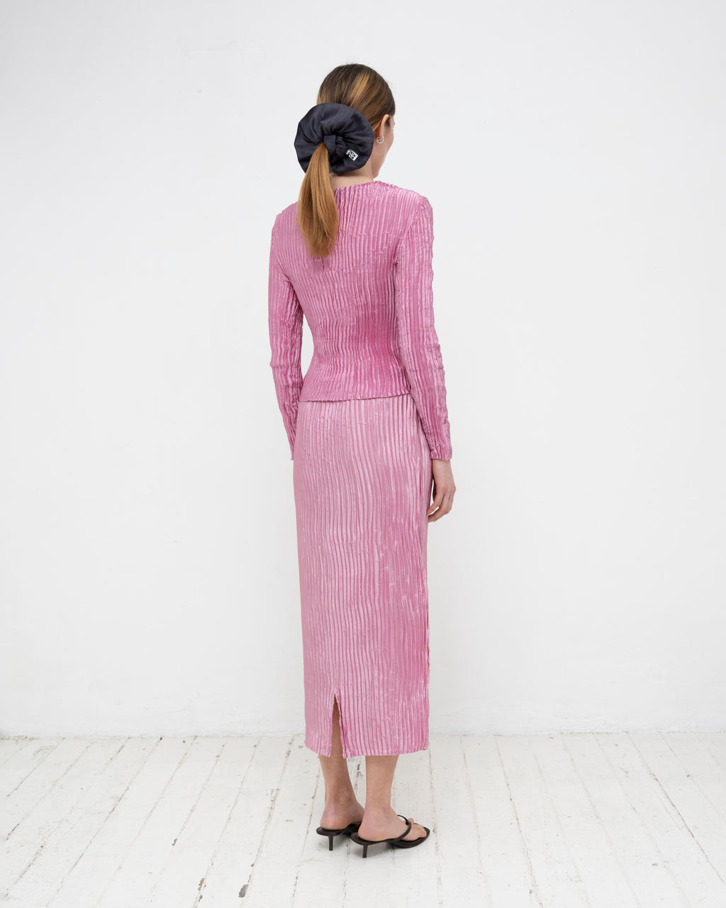 Plissé Satin Silk Sleeve Top