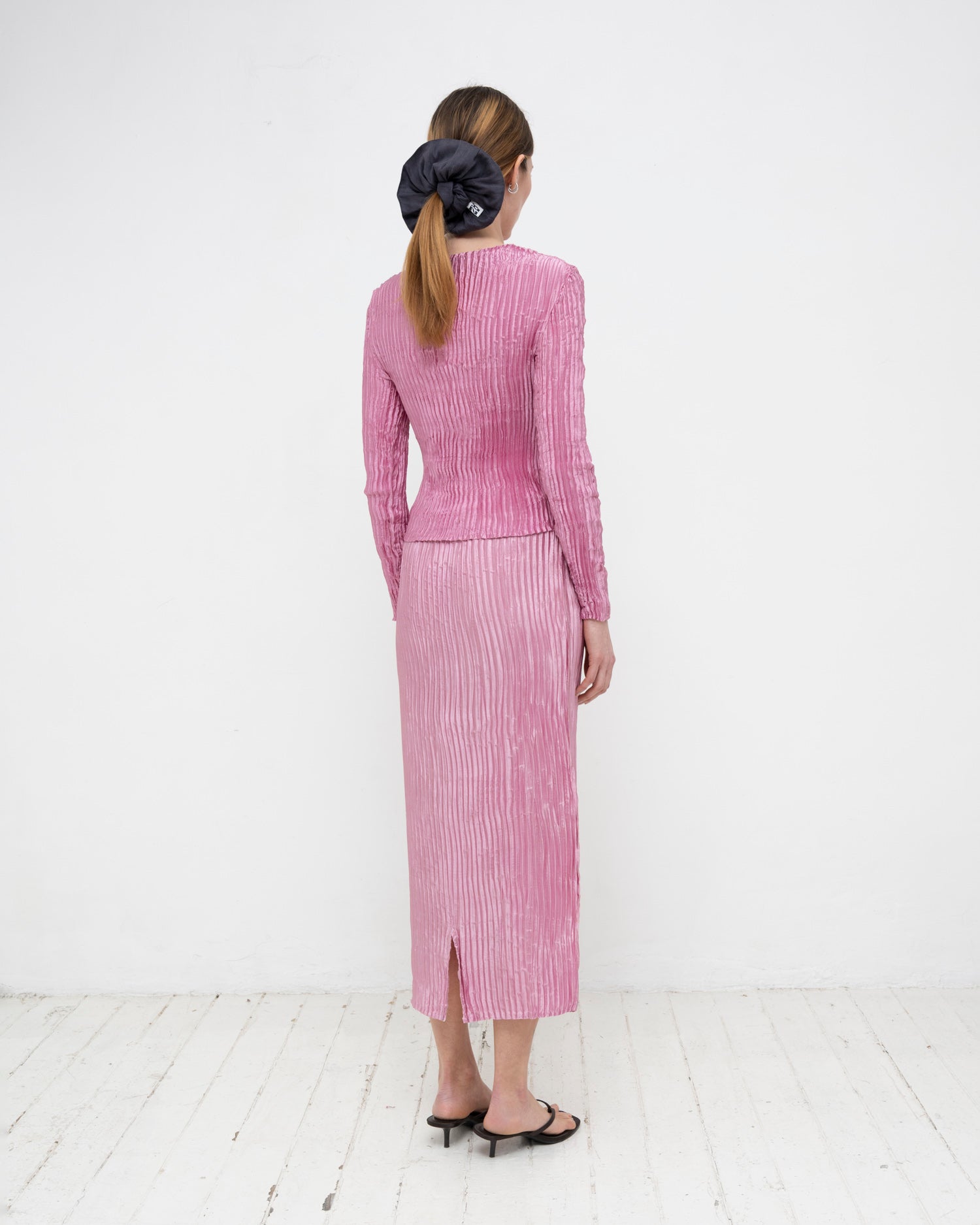 Plissé Satin Silk Sleeve Top