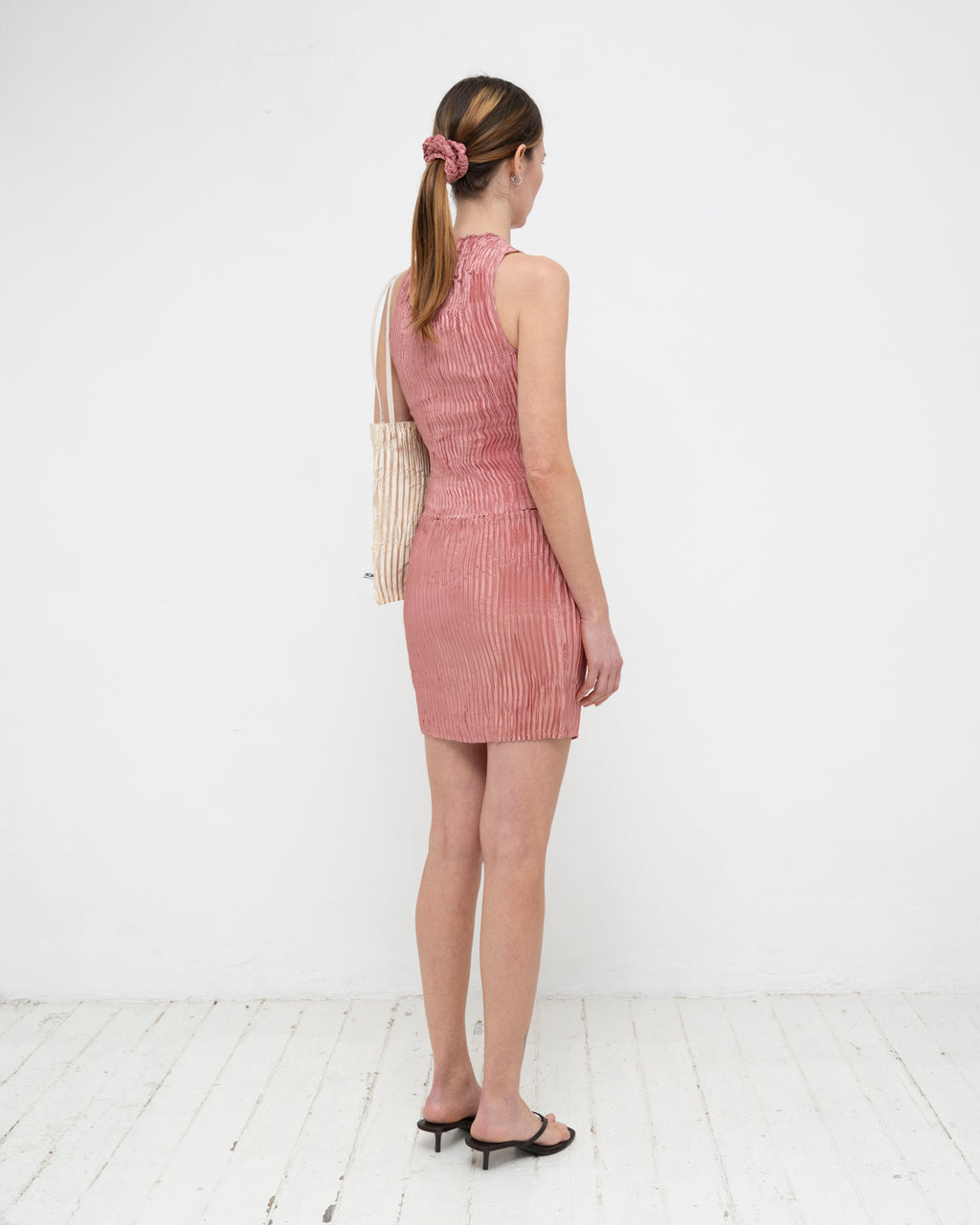 Plissé Satin Silk Tank Top