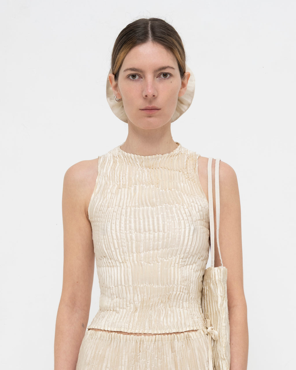 Plissé Satin Silk Tank Top