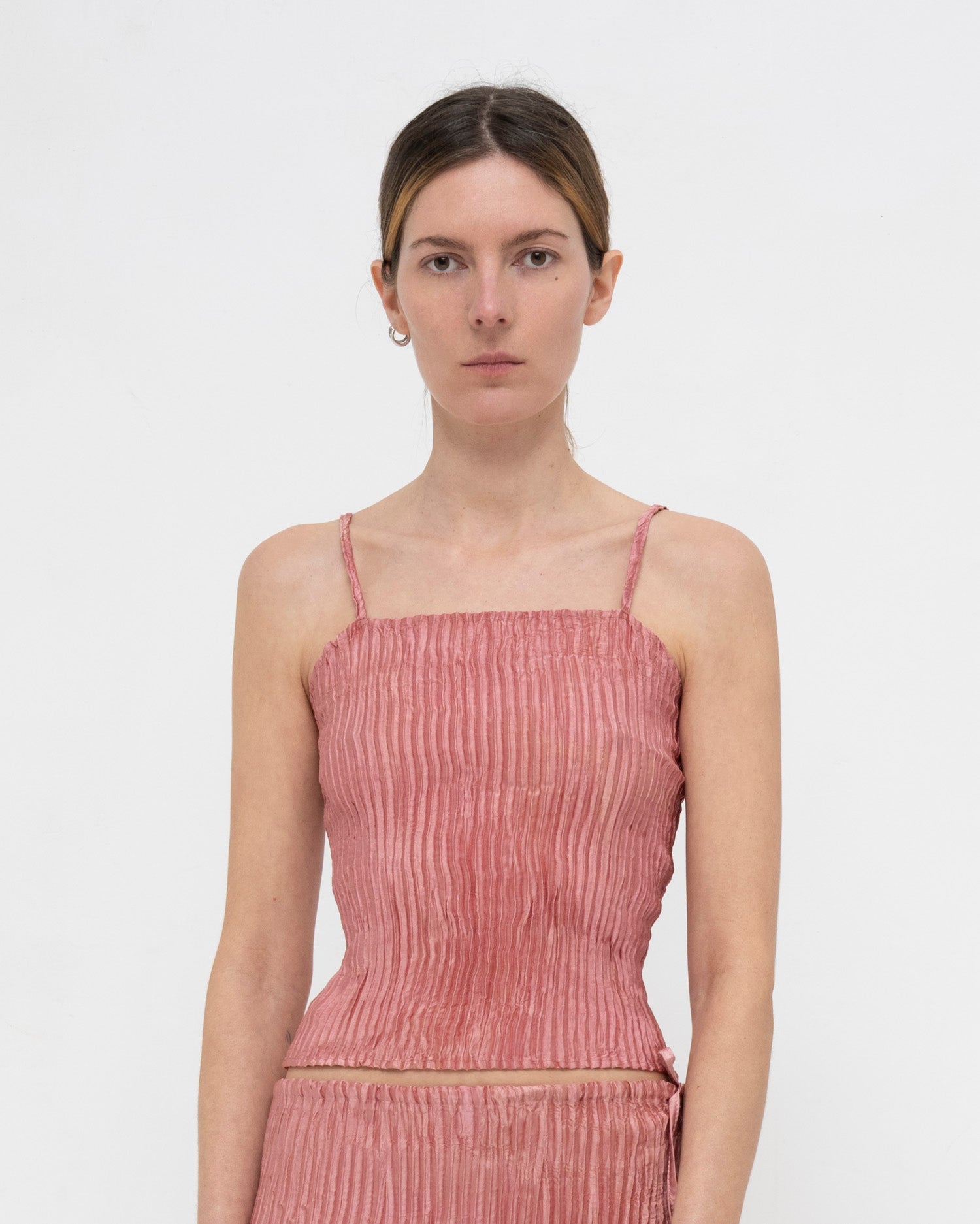 Plissé Satin Silk Tube Top