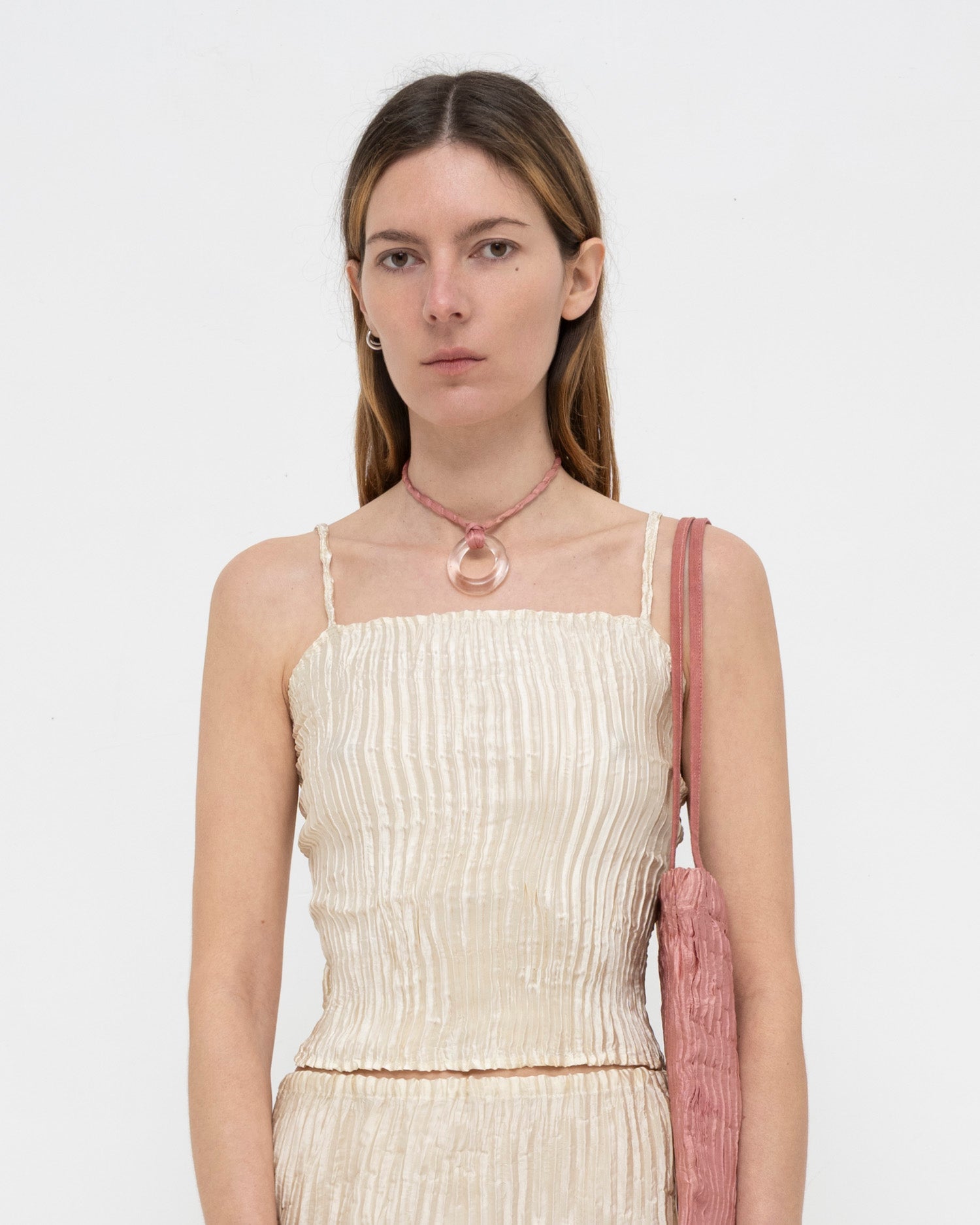 Plissé Satin Silk Tube Top