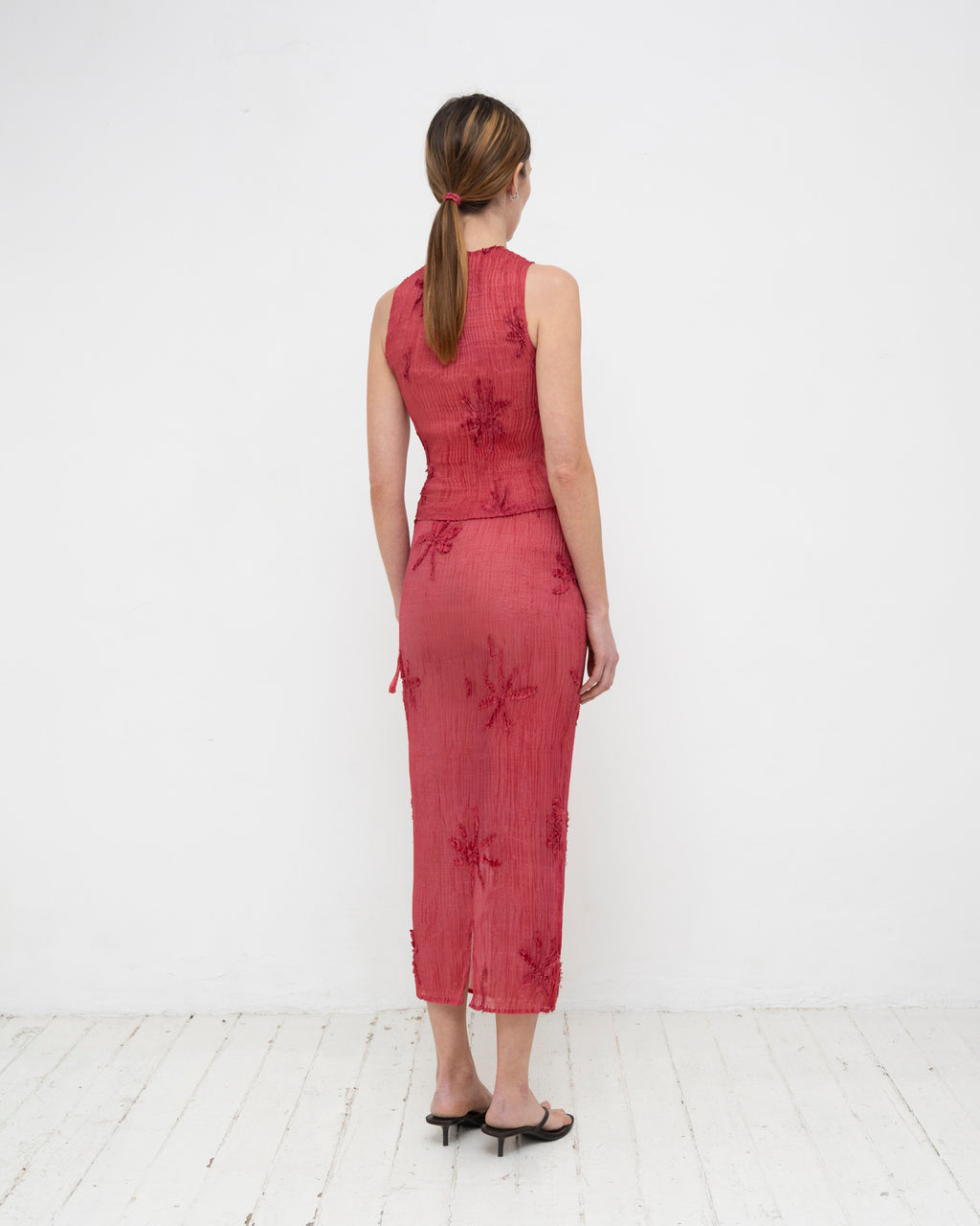 Plissé Tabby Silk Offcuts Long Skirt
