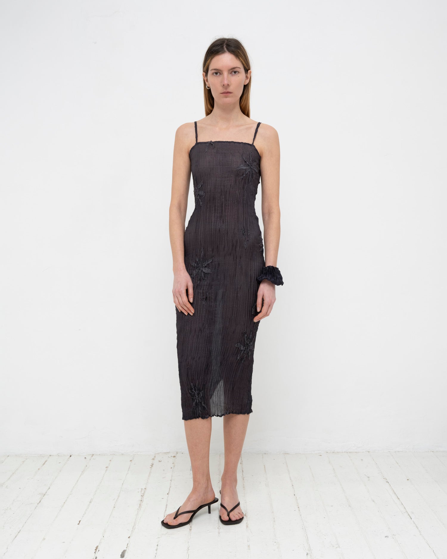 Plissé Tabby Silk Offcuts Tube Long Dress