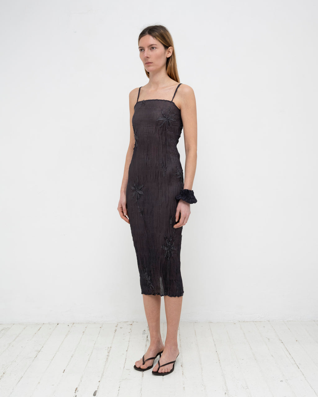 Plissé Tabby Silk Offcuts Tube Long Dress