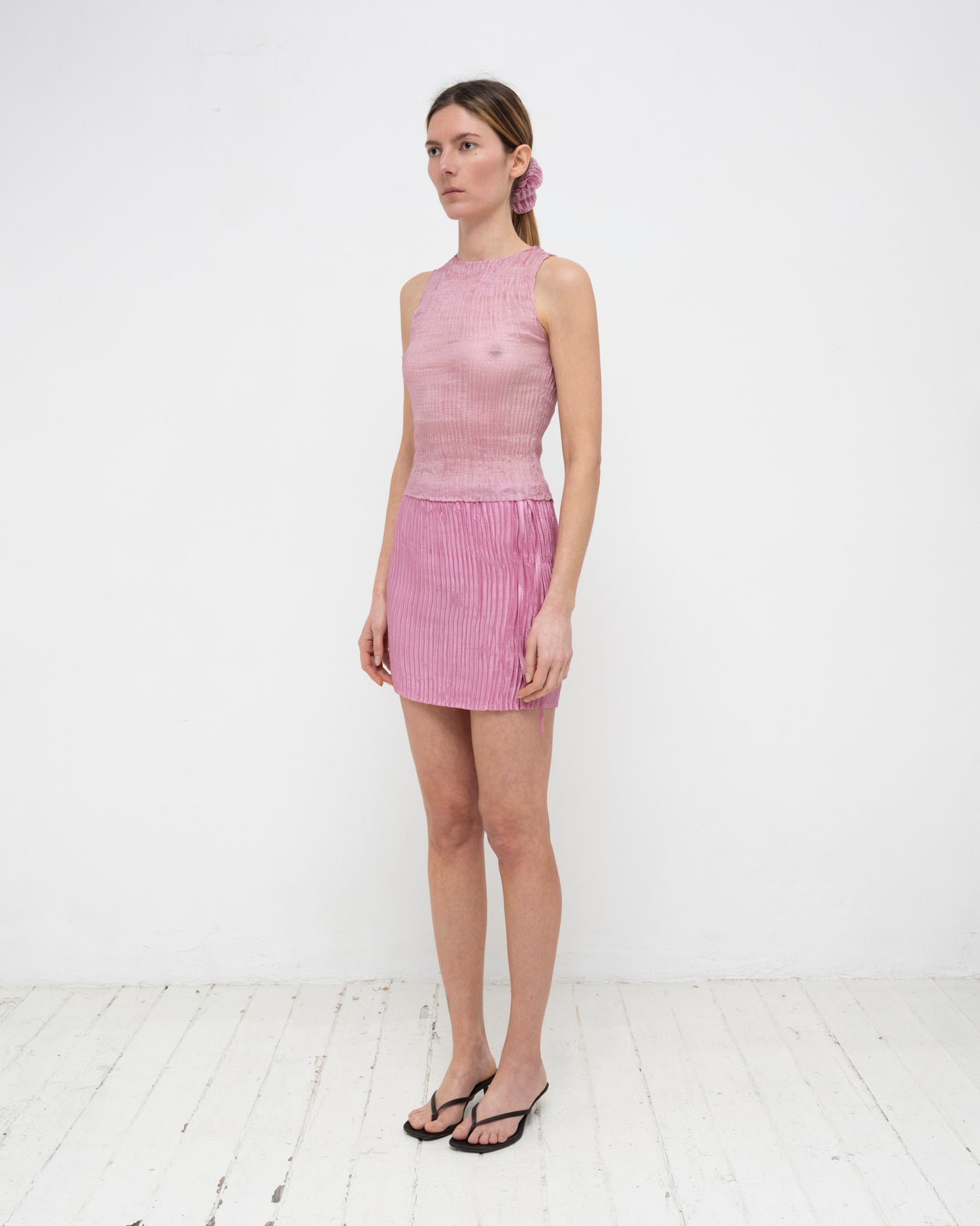 Plissé Tabby Silk Tank Top