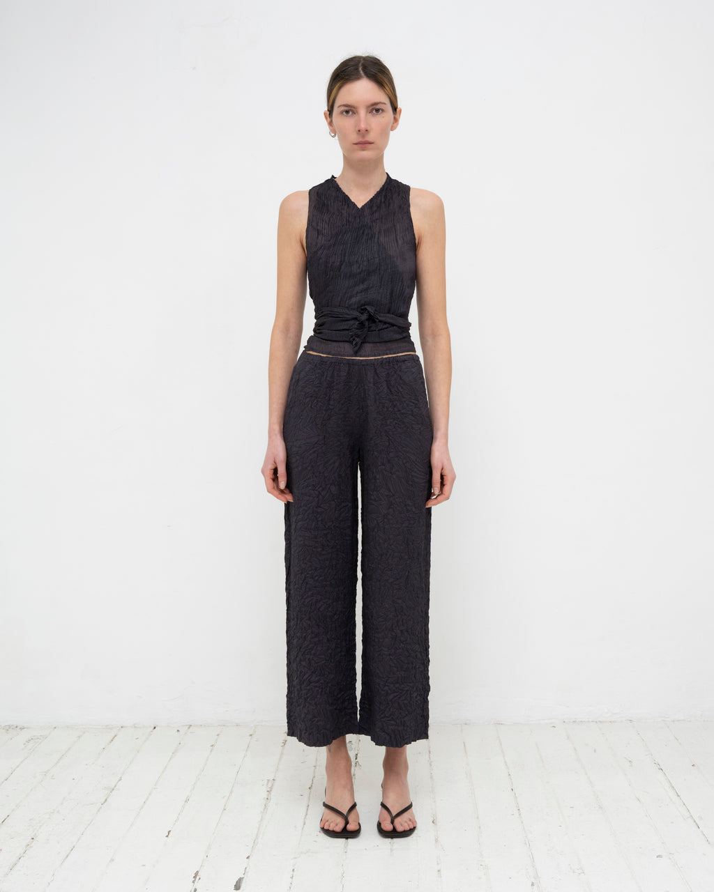 Plissé Tabby Silk Wrap Top