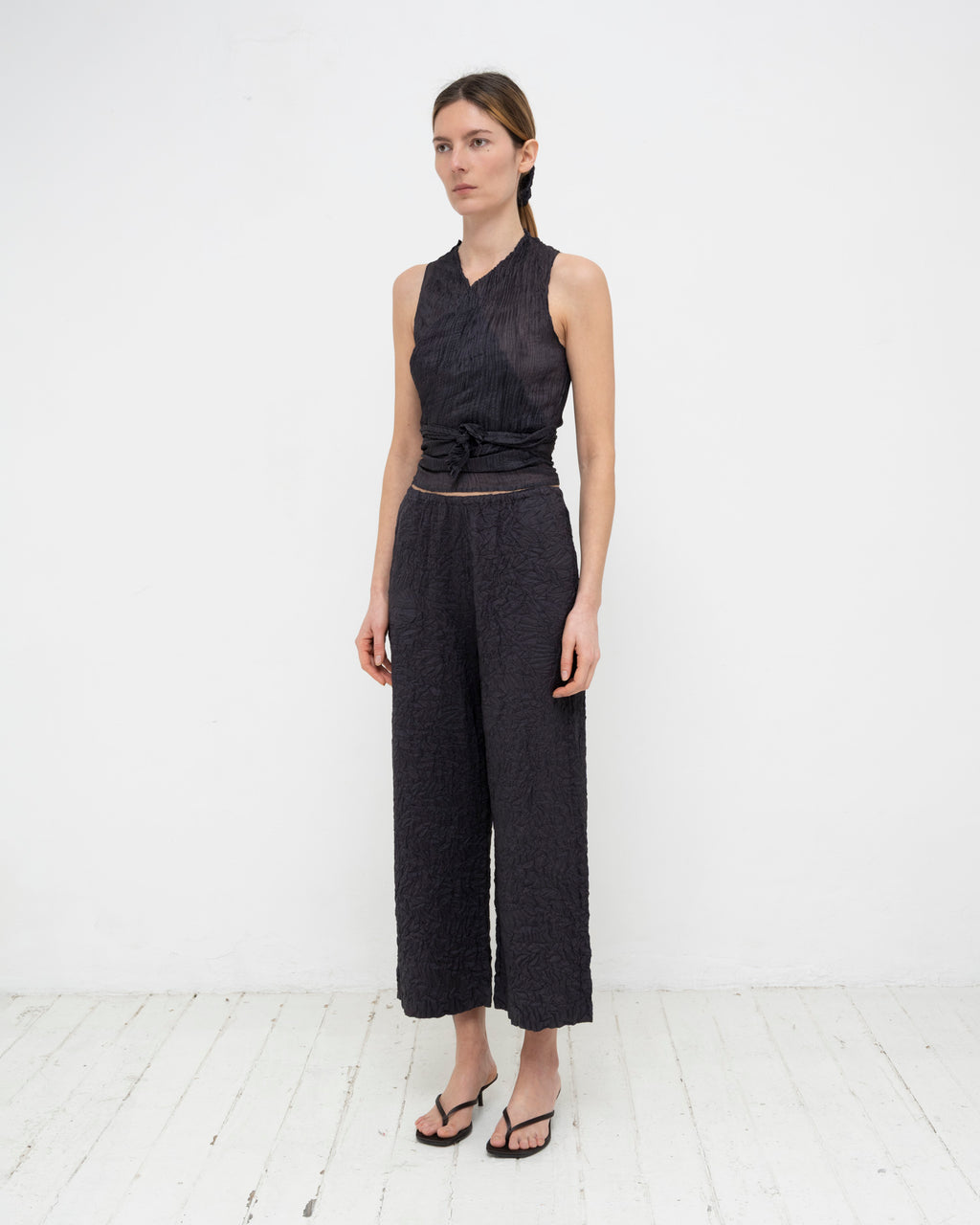 Plissé Tabby Silk Wrap Top