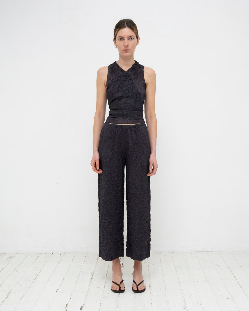 Plissé Tabby Silk Wrap Top