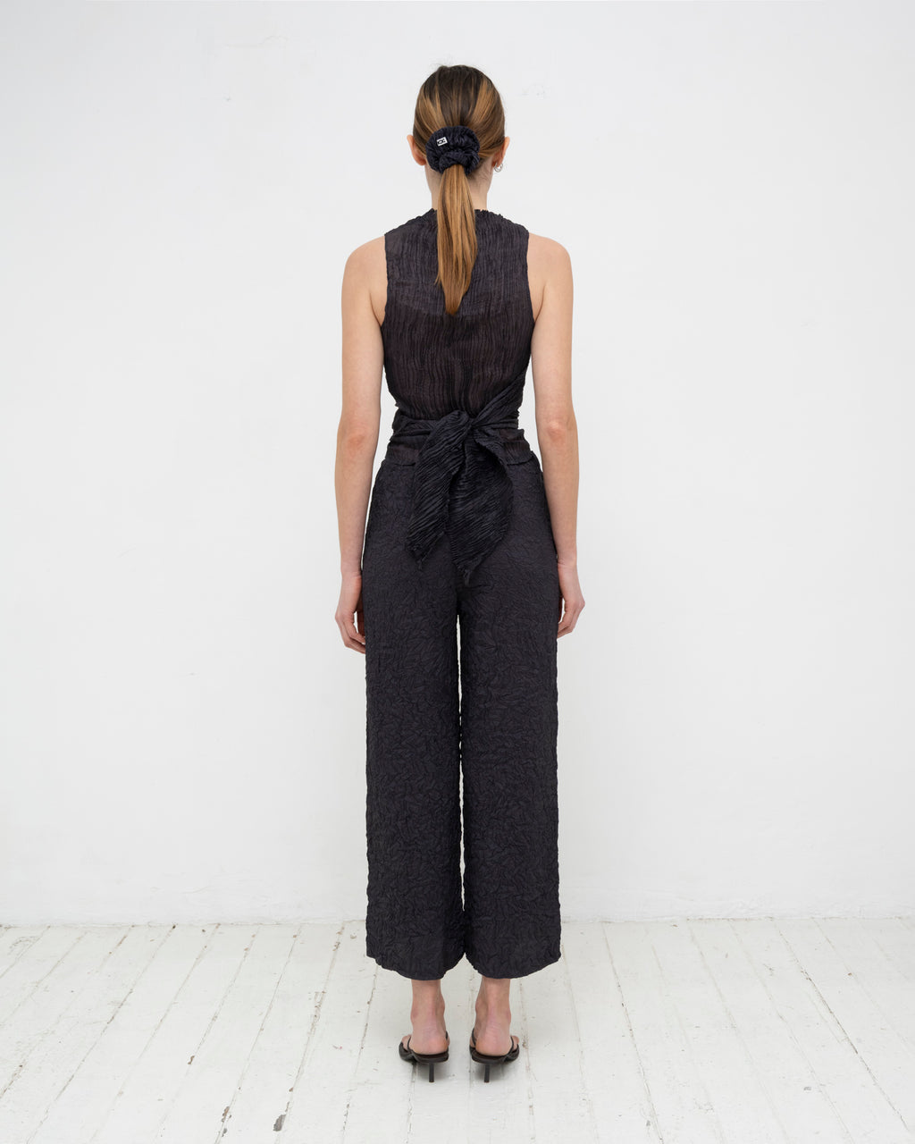 Plissé Tabby Silk Wrap Top