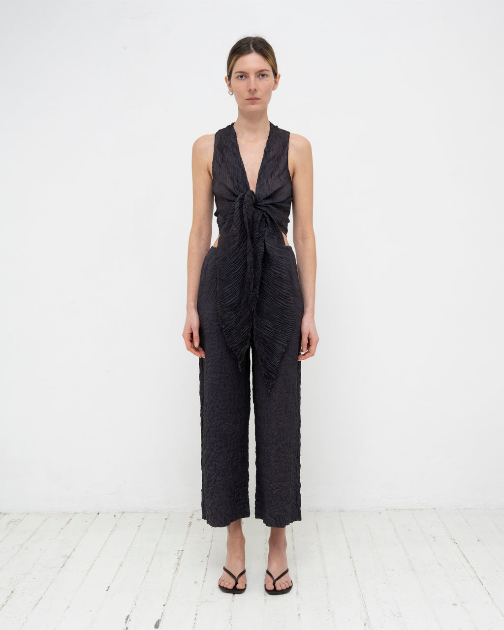Plissé Tabby Silk Wrap Top