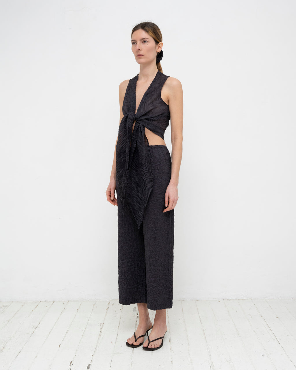 Plissé Tabby Silk Wrap Top
