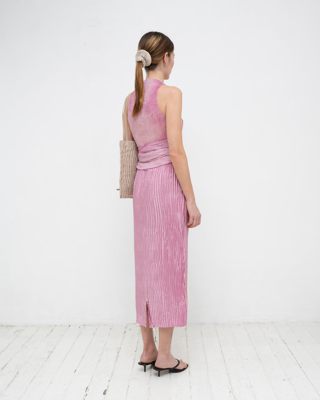 Plissé Tabby Silk Wrap Top