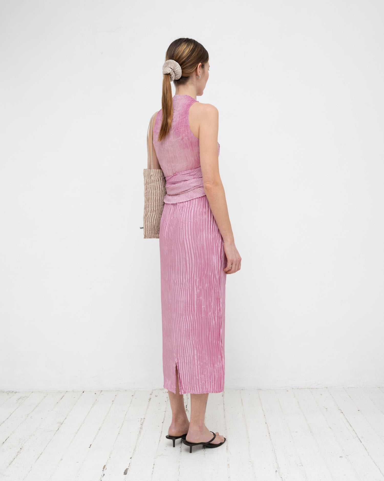 Plissé Tabby Silk Wrap Top