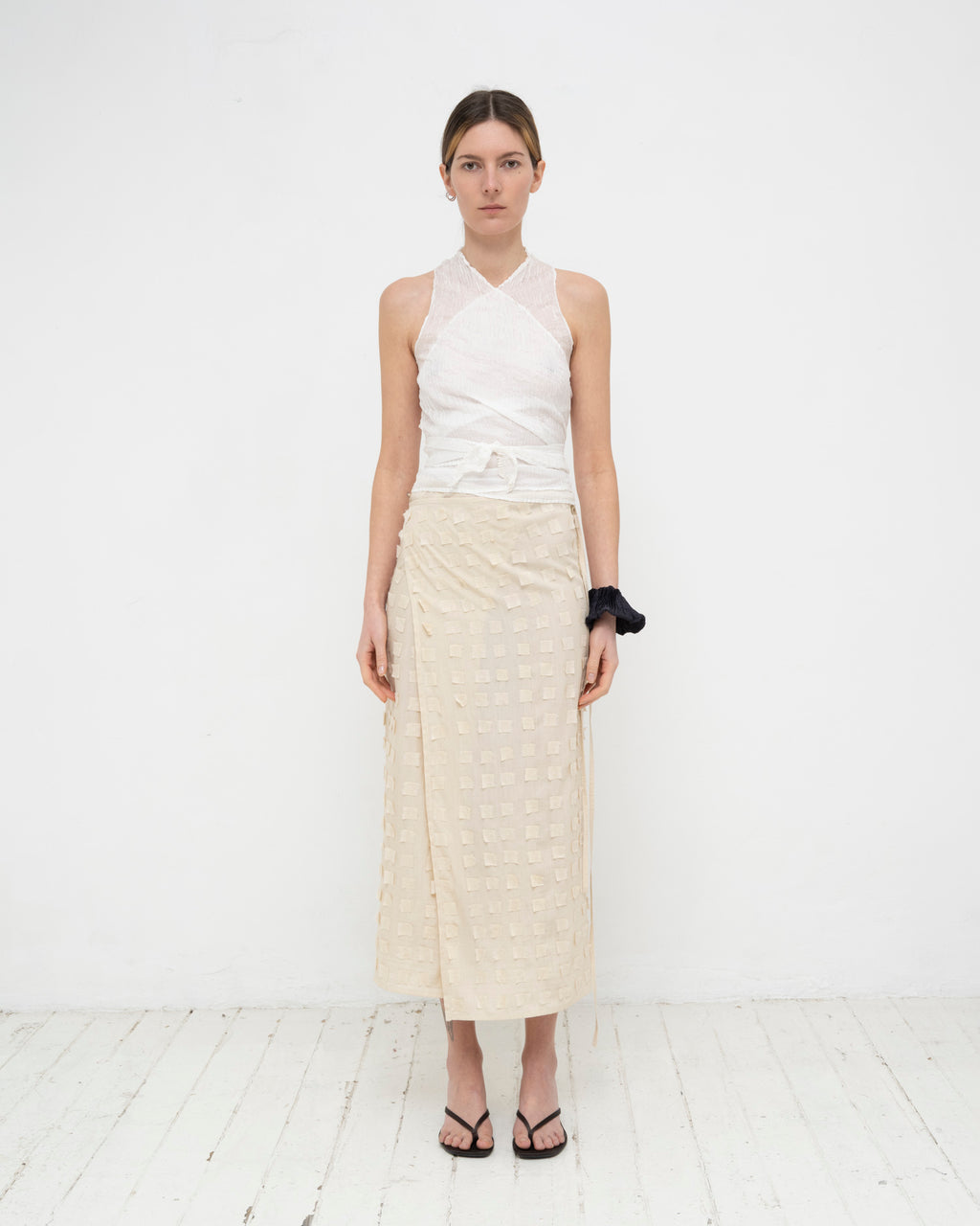 Plissé Tabby Silk Wrap Top