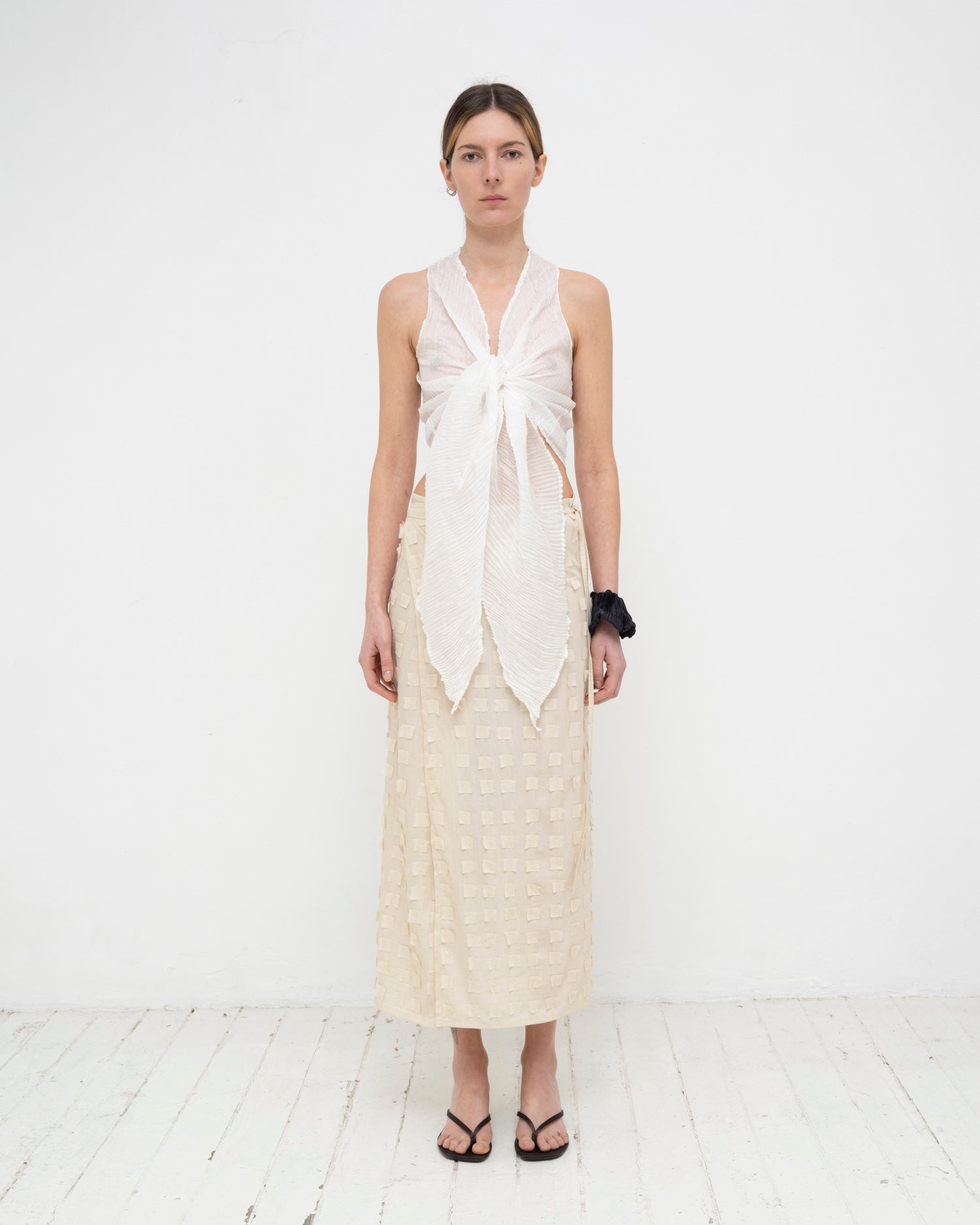 Plissé Tabby Silk Wrap Top