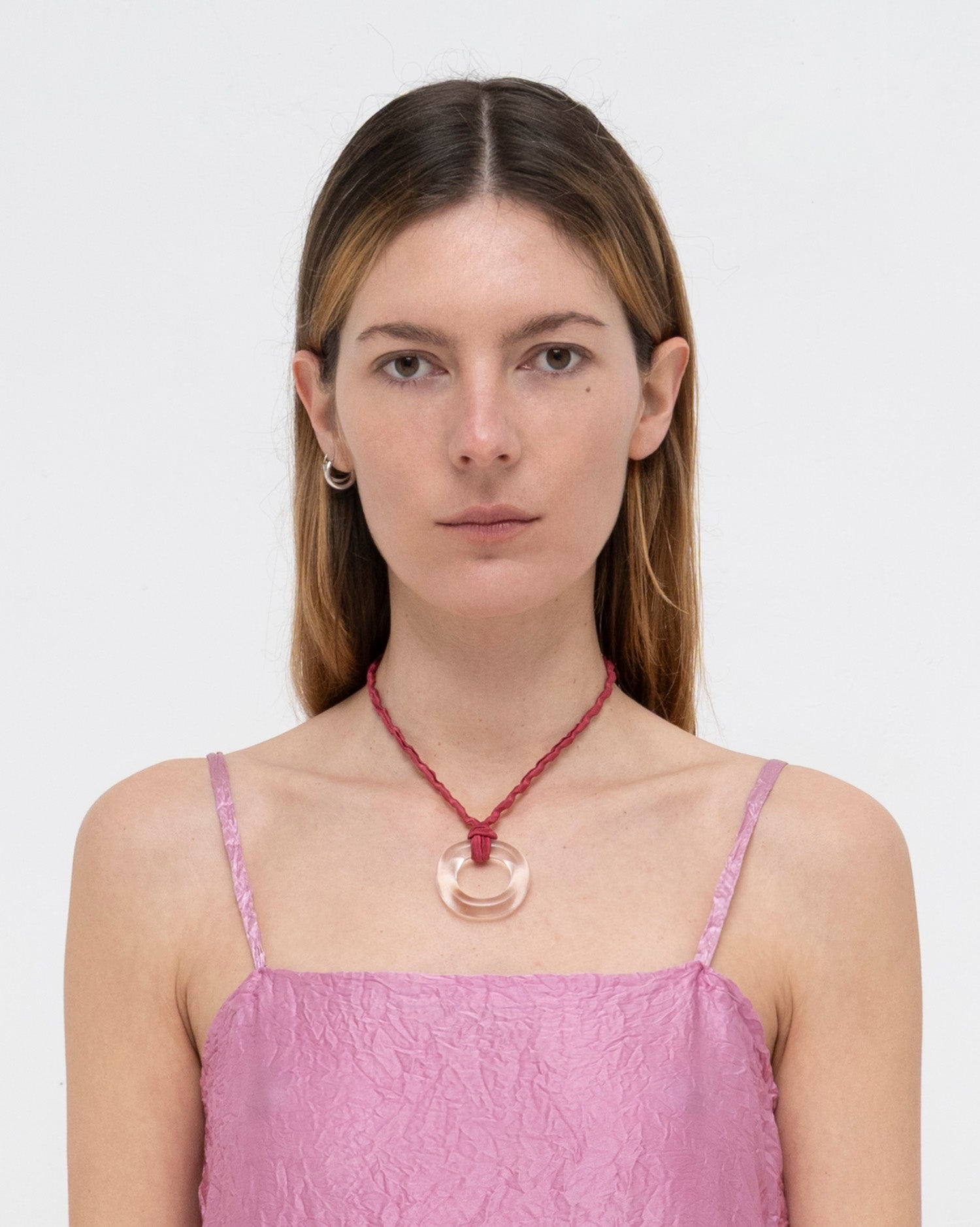 Twisted Satin Silk and Flameworked Glass Necklace