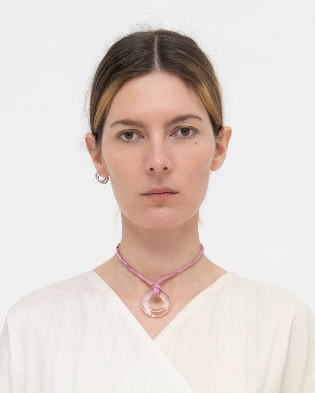 Twisted Satin Silk and Flameworked Glass Necklace