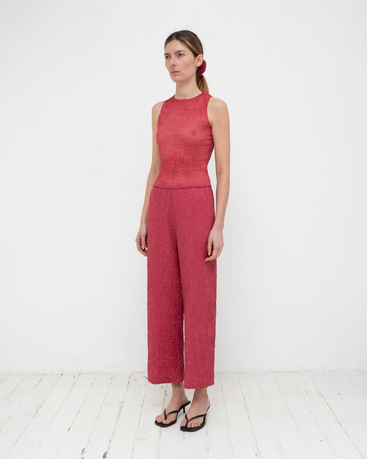 Plissé Tabby Silk Tank Top